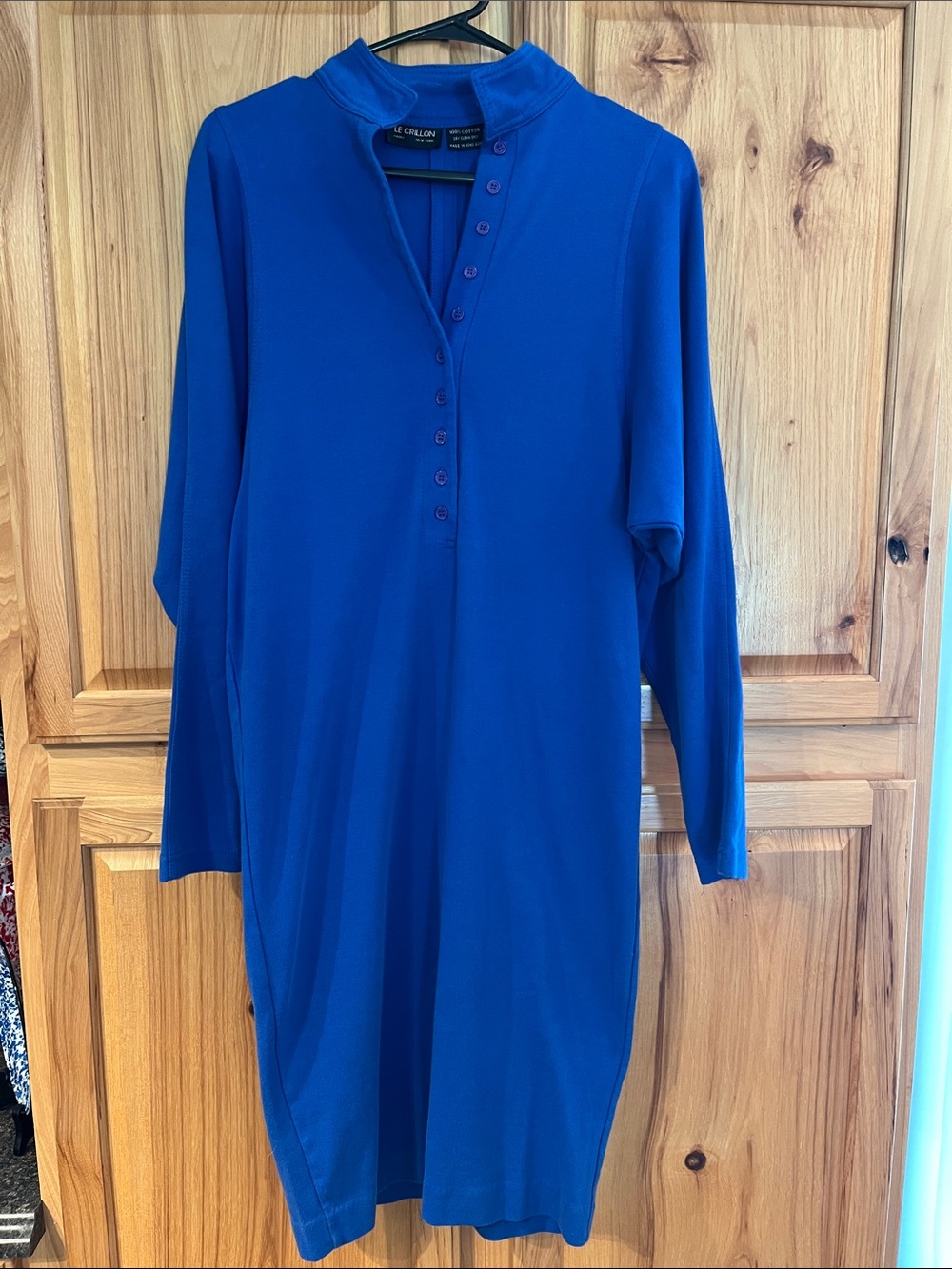 VINTAGE Le Crillon Royal Blue Button-Front Tunic Dress, size 4 - EUC